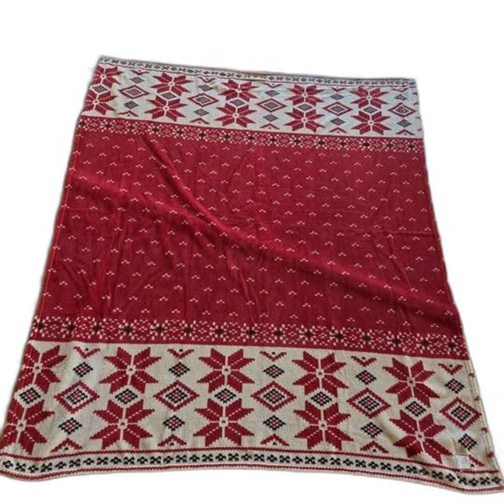 Lauren Ralph Lauren Fair Isle Fleece Throw Blanket Red White